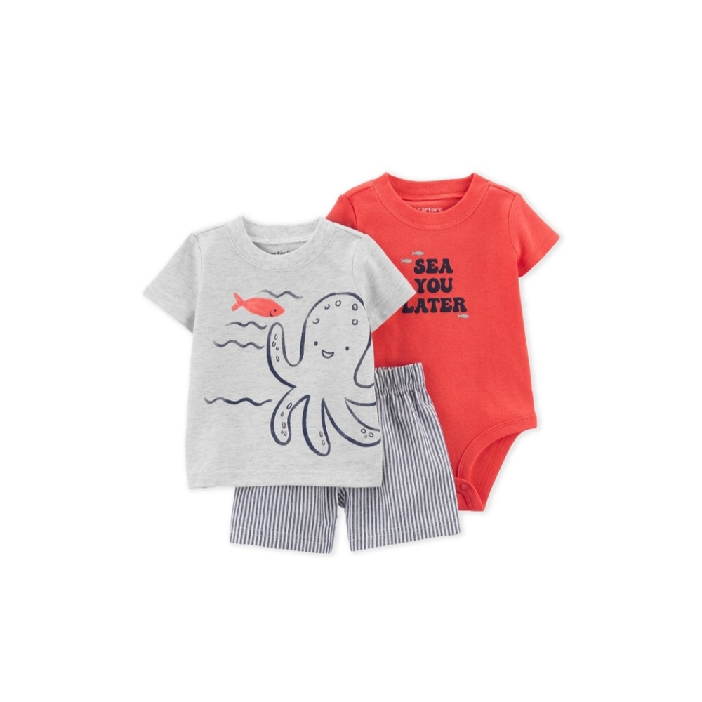 Carters Octopus "Sea You Later" Boys Set 3 Piece Outfit